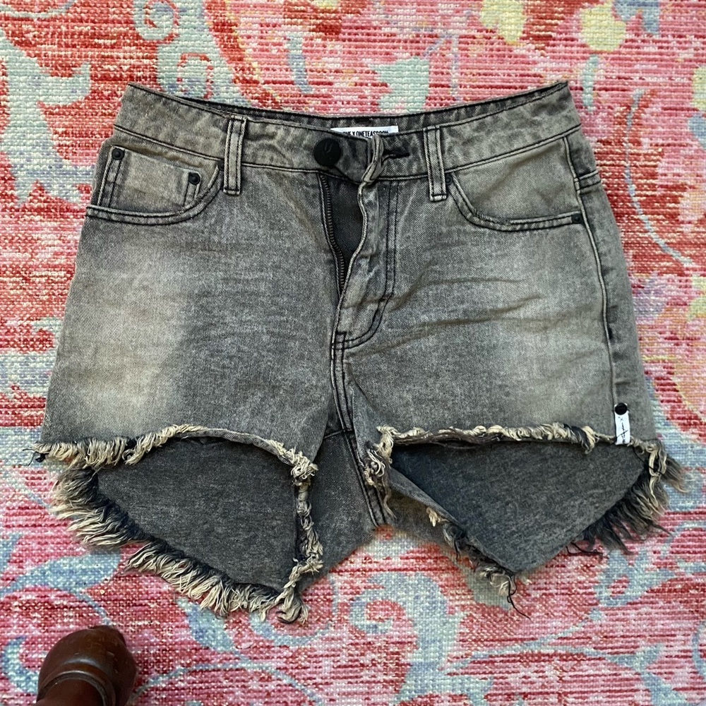 Charcoal high waist denim shorts